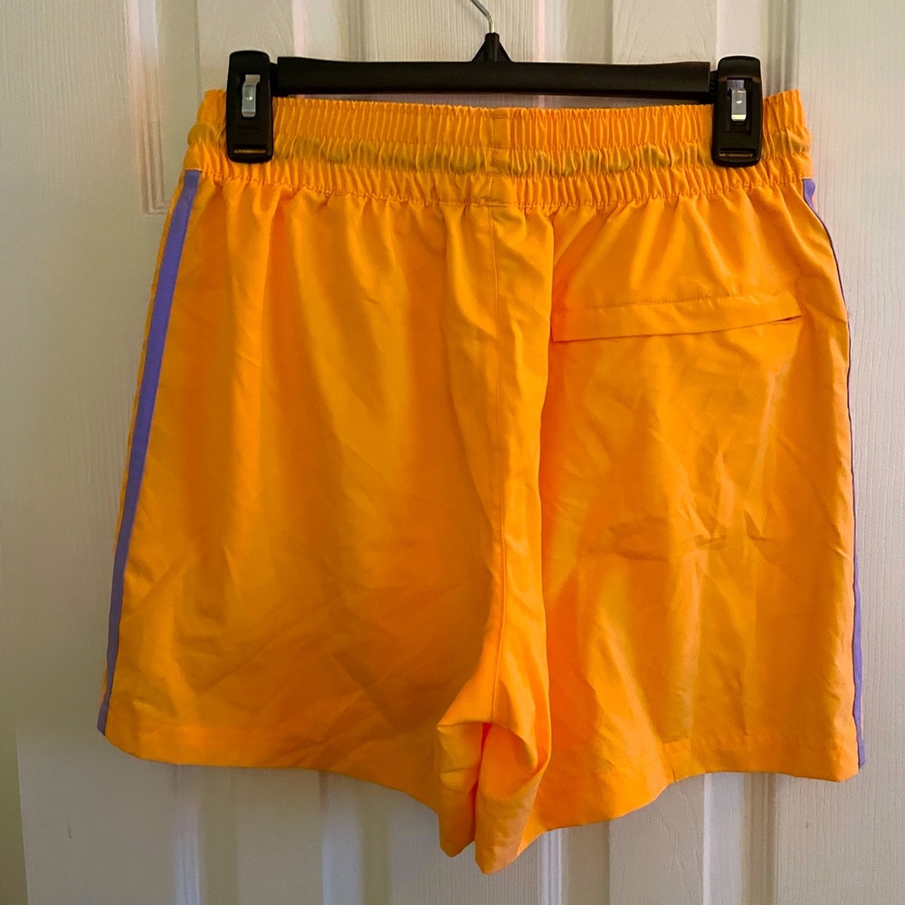 Adidas men’s neon orange and lavender/purple swimsuit NWT - brand new